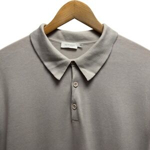 Sunspel Men's Size XL Light Gray Sea Island Cotton Knit Short Sleeve Polo Shirt